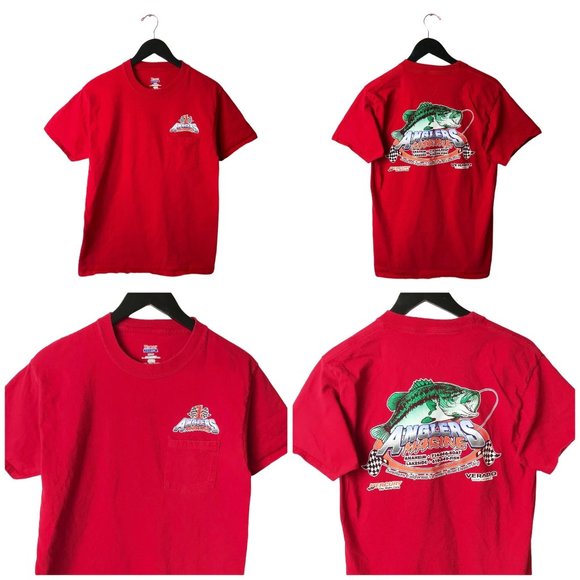 Anaheim California Anglers Marine Boat T Shirt Bony Fish Boat Adult Red Medium - Picture 1 of 15